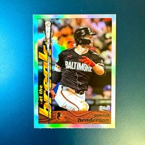 Gunnar Henderson Silver Refractor At the Break Rare 2024 Topps Archives Orioles